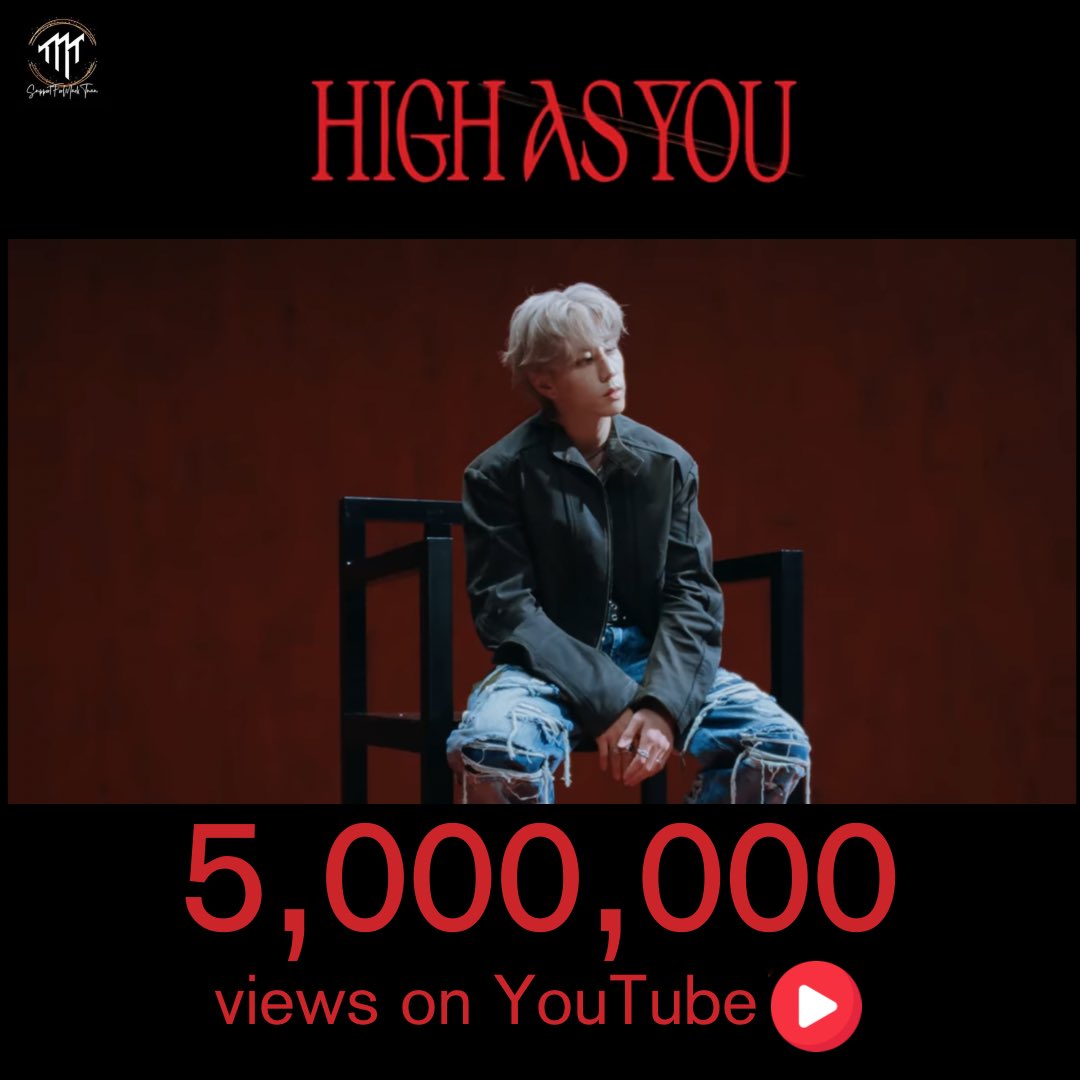 #HighAsYou (Official Music Video) has surpassed 5M views on YouTube ! Congratulations 🎉 

📺 : youtu.be/A8CYeBDHJd4?si…

HIGH AS YOU 5M VIEWS YOUTUBE 
#HighAsYou_5M #MarkTuan #마크 
#段宜恩 <a href="/marktuan/">Mark Tuan</a> <a href="/DNAmngmnt/">Mark Tuan Official</a>