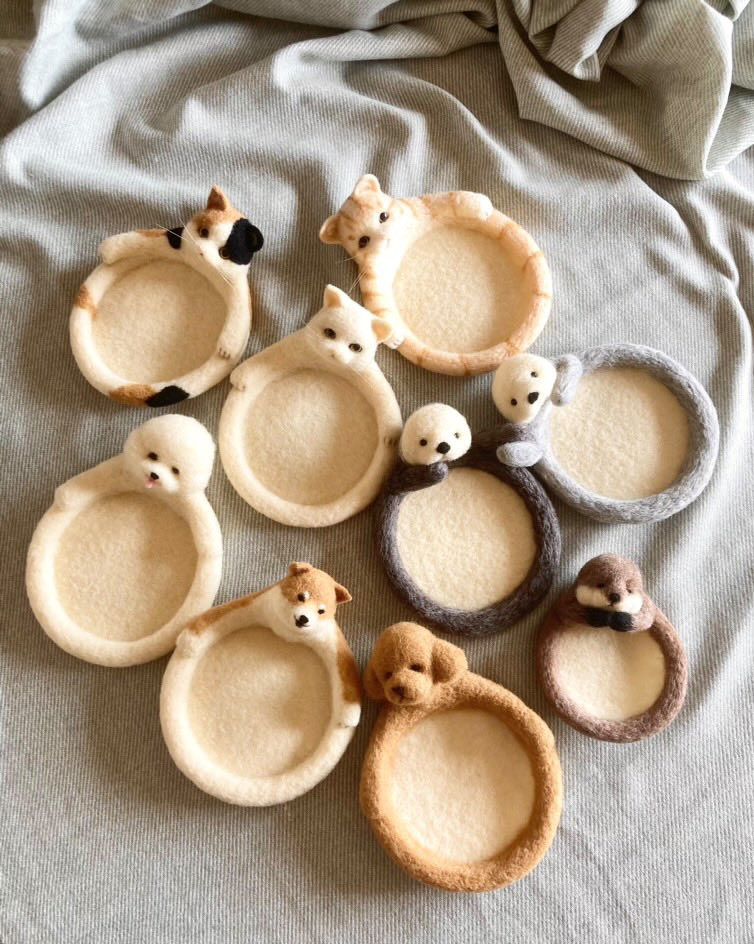 aya&yoshiko コースター 羊毛 シロクマ 2点セット 作家もの