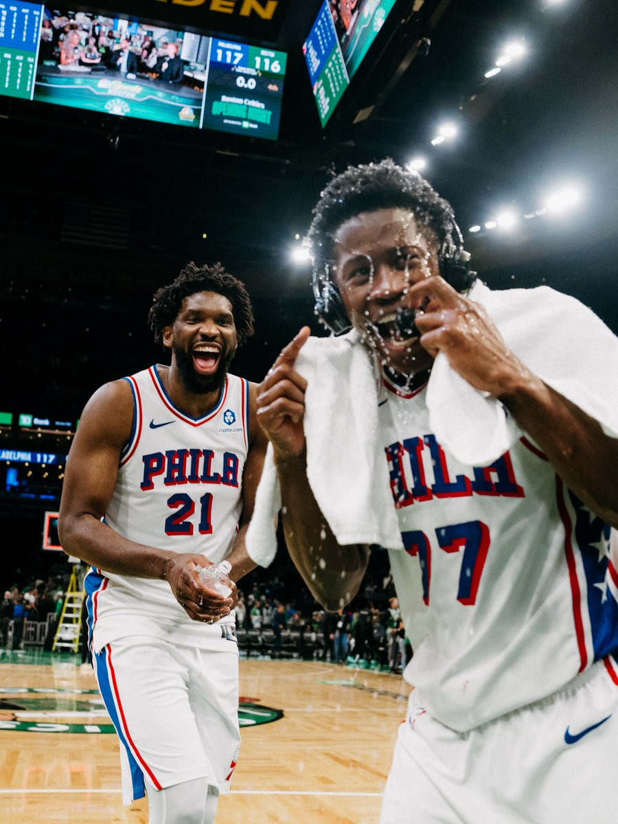 sixers's tweet photo. postgame celebrations >>> https://t.co/YI20FNTJ3q