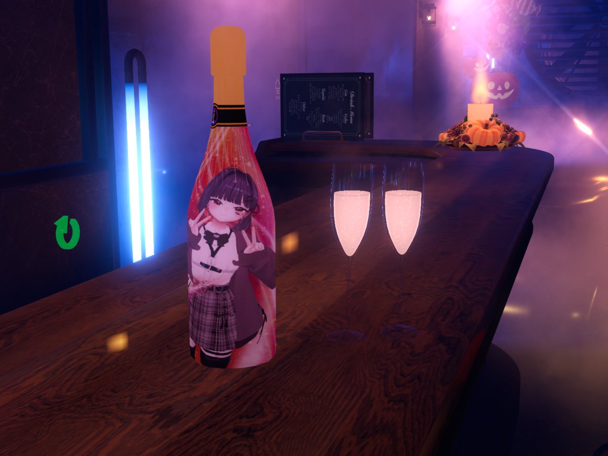 Aetherium_VRC's tweet image. 【10/25(土)は特別営業🎃】
今回の特別営業で忘れてはいけないのは、キャストのAliceさんの生誕祭でもあるということです！🎂

お誕生日をお祝いするべく、オリシャンをご用意しました🥂
ぜひAliceさんと乾杯しに来て下さい！