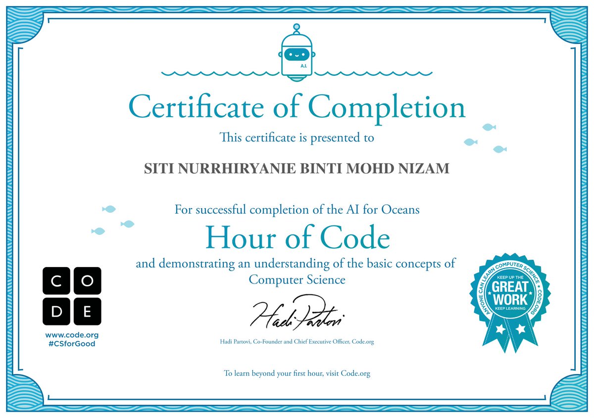 cthiryanie's tweet image. I just did the #HourOfCode - check it out! @codeorg studio.code.org/certificates/e…
I learned what is Machine Learning