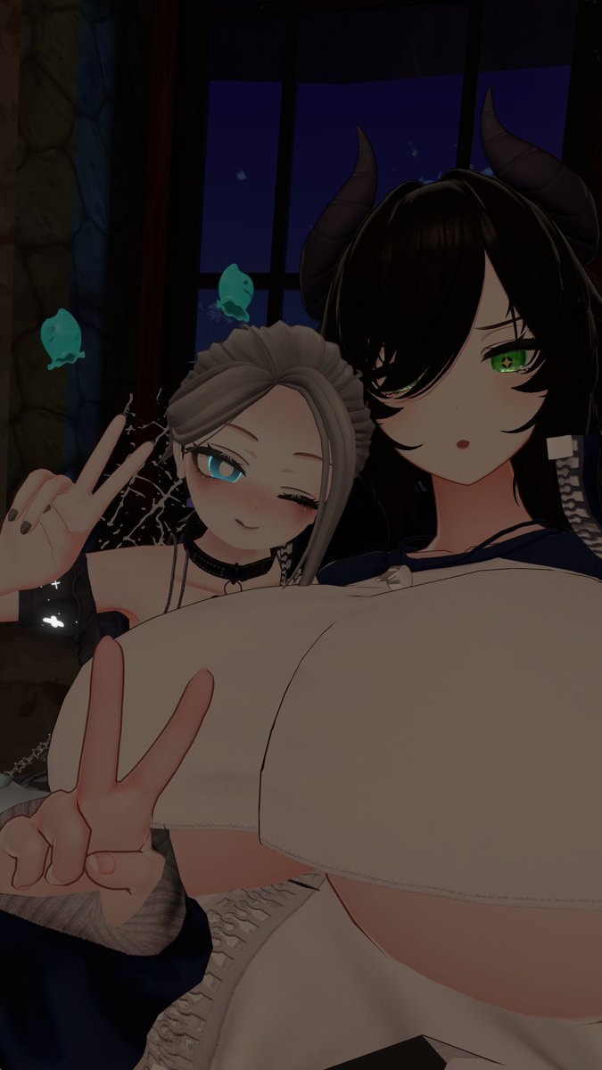 Found a ghost! Lowkey chill af tho.
She's <a href="/PeekABoo_VT/">Peek-A-Boo</a>!
💜👻🐮💚
#VRChat #Milltina3D #booth_pm