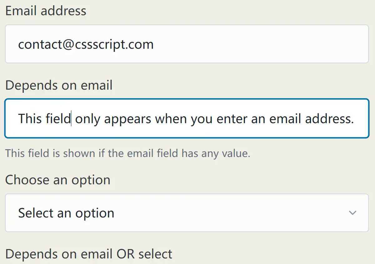 jqueryscript's tweet image. Form Show If: web component for conditional form fields.
Define conditions in markup, handles all input types, auto-disables hidden fields.
No framework needed. Perfect for dynamic forms.
👉 cssscript.com/conditional-fo…