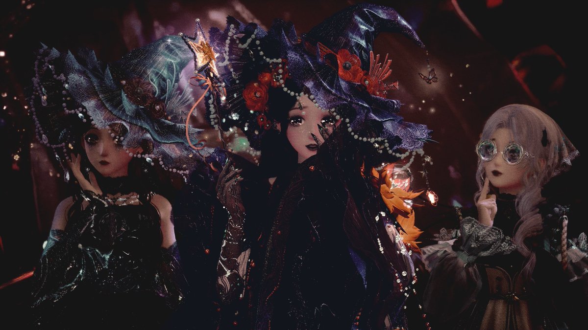 GuncleDavid's tweet image. Happy Spooky Season from me &amp;amp; my fellow witches! 🎃 #InfinityNikki #infinitynikkitwt