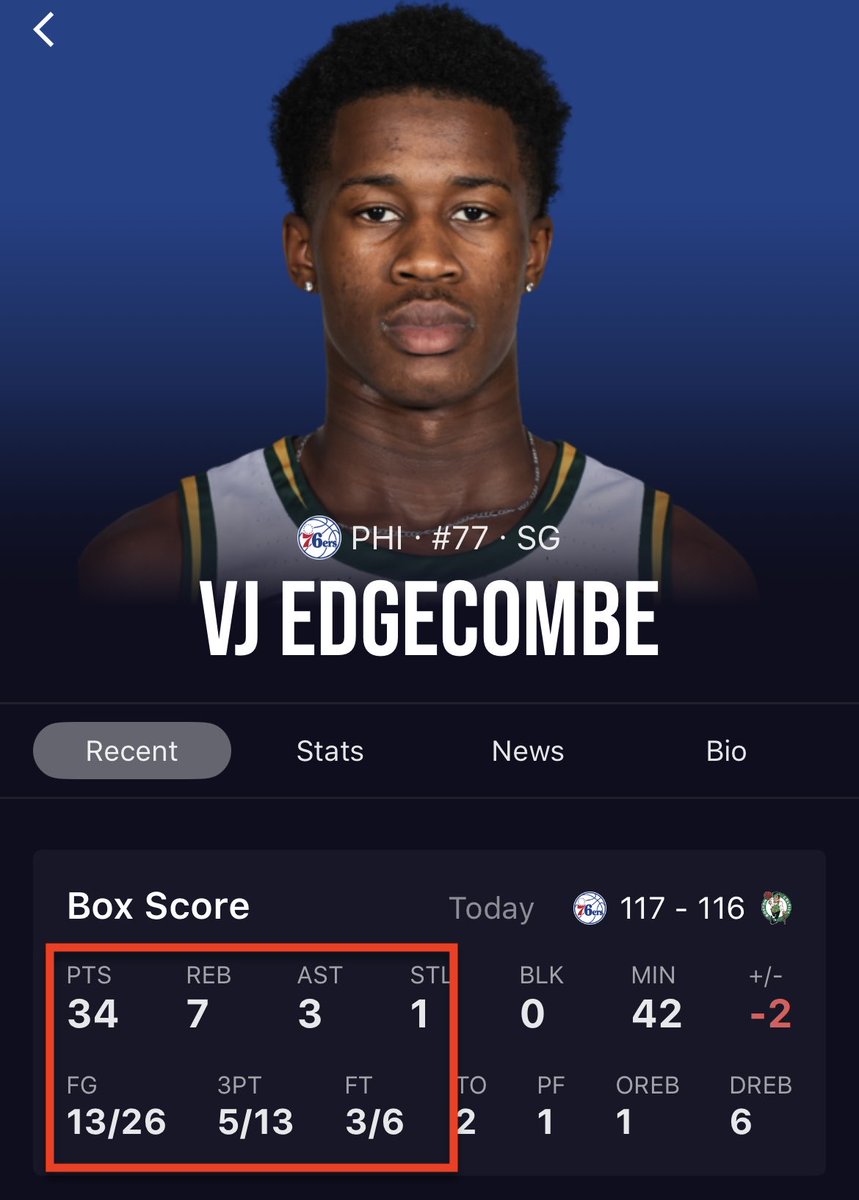 VJ Edgecombe went crazy on his NBA debut  🔥 