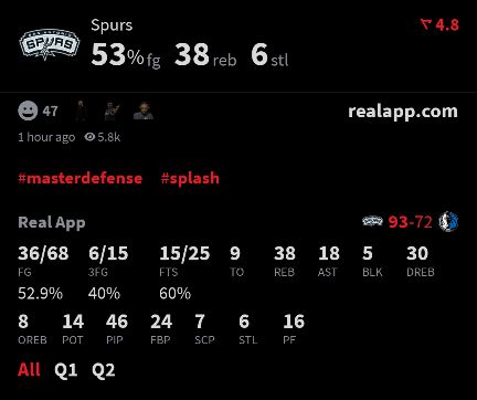 End of 3:SAS 93, DAL 72 #nba #porvida 