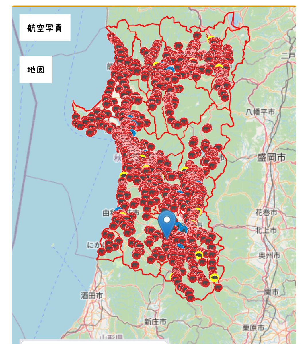 ryottuan's tweet image. 久しぶりにクマダス開いたら秋田県内くまなくクマダス。
これはもはや緊急事態です。
湯沢のくまもまだ籠城してるみたいだし…
外に出る時確認してからじゃないと出られない😢