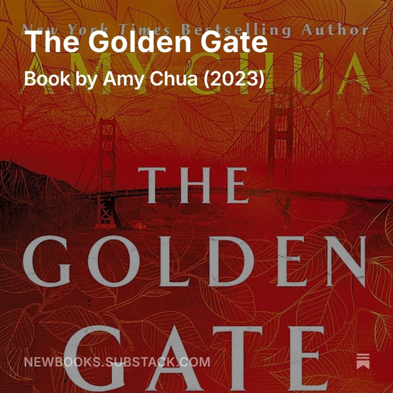 bookstack_nb's tweet image. New book review: Amy Chua's "The Golden Gate", from 2023.
"The coolest thing I noticed about Amy Chua's 2023 fiction debut, The Golden Gate is that it's a undergraduate-level geopolitics major with a focus on race relations in America, thinly disguised as a classic noir murder…