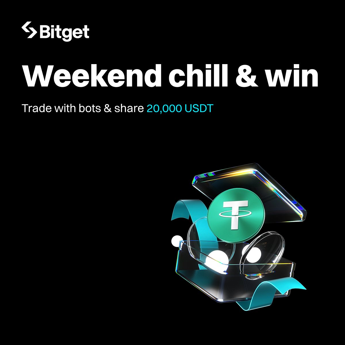 Weekend chill &amp; win with #Bitget trading bots! 🚀

Run any spot or futures trading bot and share $20,000 USDT airdrop every weekend!

The more you trade, the bigger your reward with up to 6,000 USDT per user!

📅Every week between October 24 and December 28, 2025, from 4:00 PM