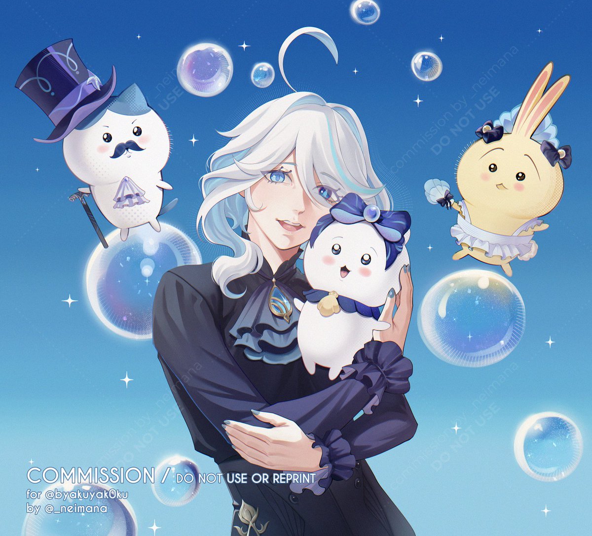 #furina, chiikawa &amp; friends ✨
cm for @/byakuyak0ku, thank you!! 🩵