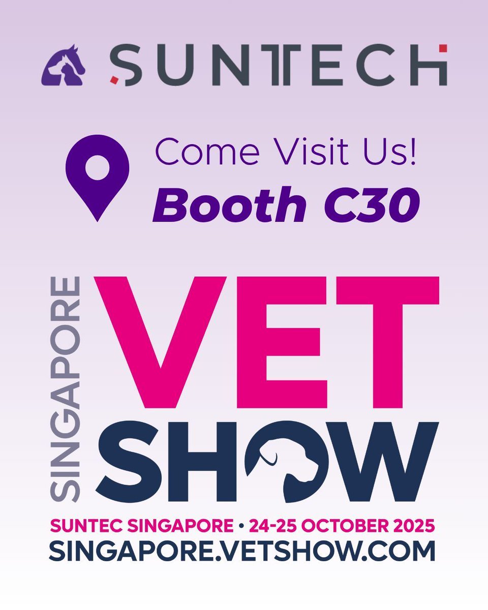 SunTechVetBP's tweet photo. Heading to Singapore Vet 2025? Visit SunTech Medical at Booth #C30 to experience the new Vet40 Multiparameter Monitor and learn about our exclusive show promo. Plus, enter to win a Vet25 monitor!

#SingaporeVet2025 #Vet40 #SunTech #VeterinaryInnovation #AnimalHealth https://t.co/WoxP8Dl5Hb