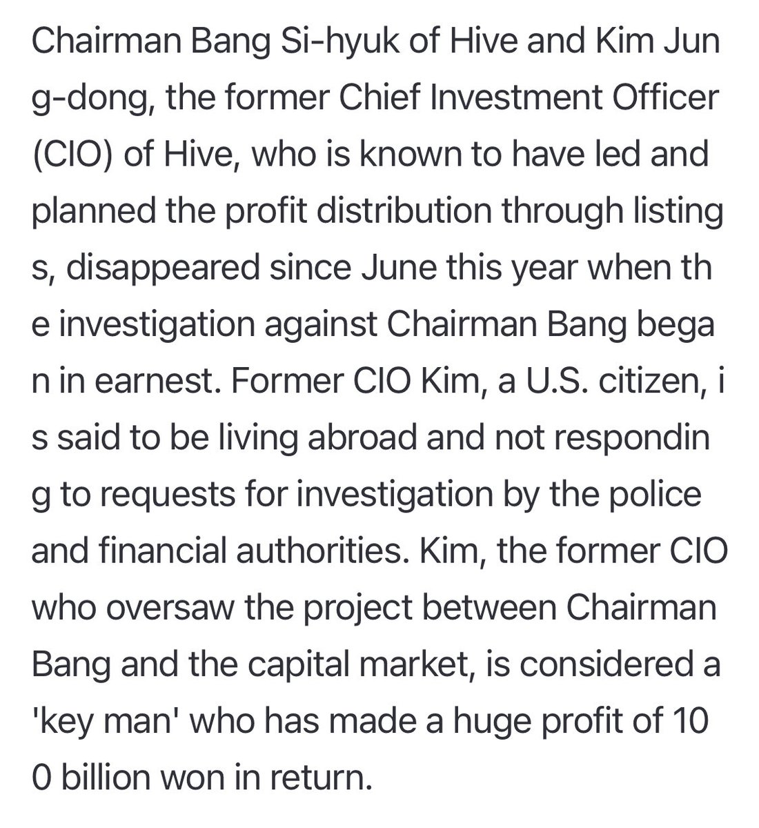 webelieveinbots's tweet image. BANG SIHYUK’S ALLEGED RIGHT HAND FOR THE FRAUD HAS DISSAPEARED 
ADDITIONAL INVESTIGATIONS TO BSH MAY BE COMING
HYBE’s former CIO left Korea in June immediately after the building was searched by authorities, since then it has been impossible to locate him,  and he’s not…