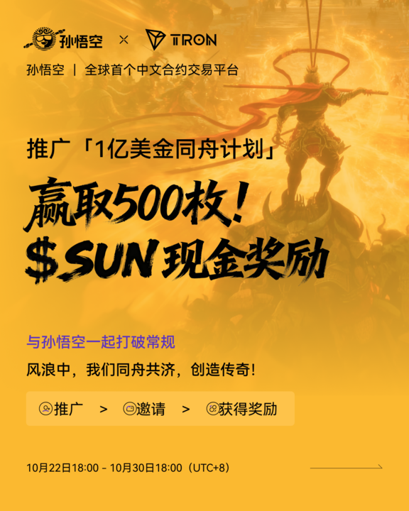 Doris_HTX's tweet photo. 参与@Sunperp 「1亿美金同舟计划」活动推广，赢取500枚$SUN现金奖励！

活动亮点：每人500枚SUN（价值11U），限前1000名用户
活动时间：10月13日18:00 - 10月23日17:59 (UTC+8)
奖励规则：
推特粉丝≥100 或 小红书粉丝≥15
围绕「1亿美金同舟计划」创作内容并填写推广链接
成功邀请1名好友（充值100 USDT）；

想报名参加的宝子们可在我主页资料里加我微信私聊🥰

#SunPerp #孙悟空 #Sun #Justin #孙哥 #孙悟空创世先行者集结