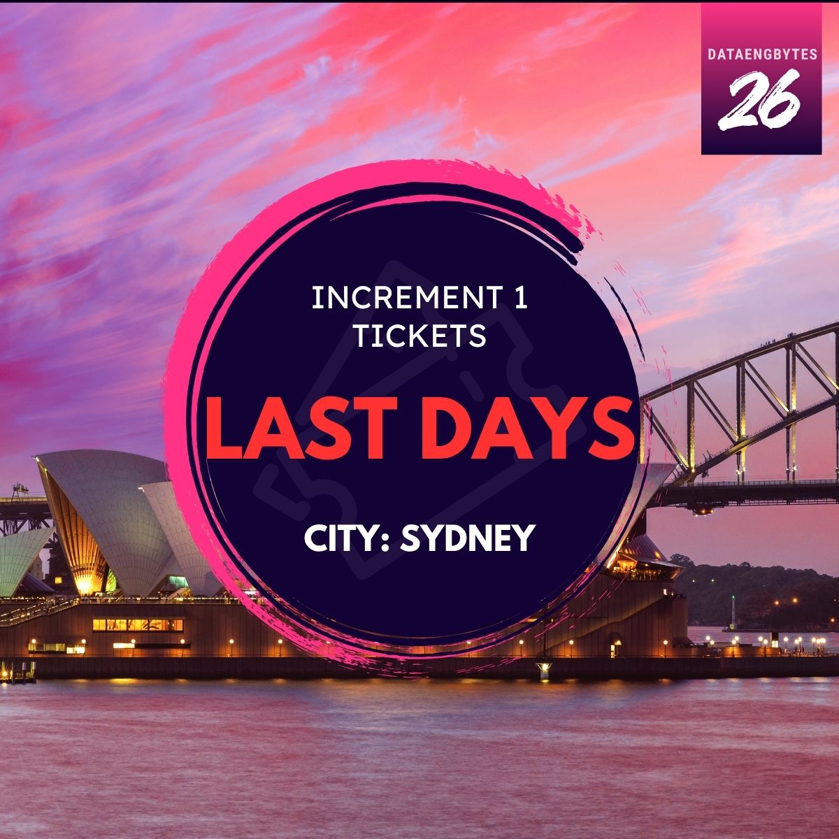 dataengbytes's tweet image. Last days for Increment 1 tickets to DataEngBytes Sydney... ends Friday:
tickettailor.com/events/dataeng…