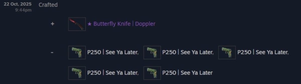 spankyskins's tweet photo. Crafting a Butterfly Ruby from $250 in skins, yeah boys gg, see you in hell 🔫 https://t.co/e3IgQE21RG