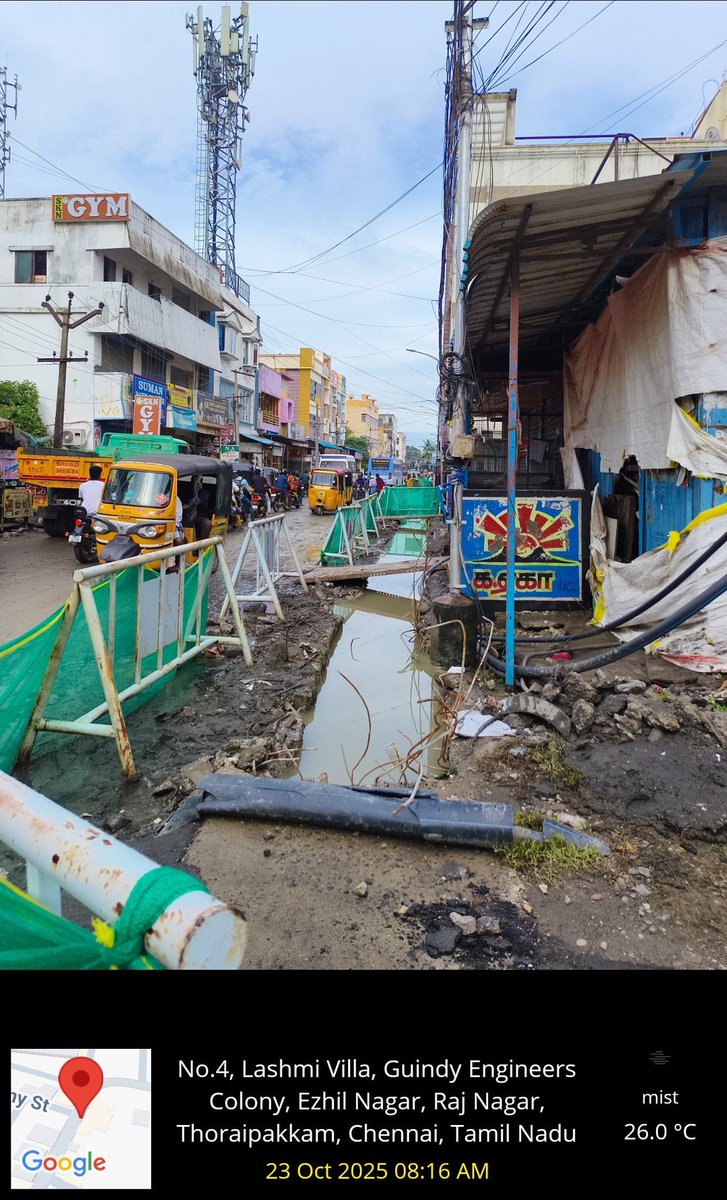 ActorVijayTeam's tweet image. For those claiming it’s an old or fake photo. The timestamp and geolocation have been clearly mapped in the 3rd photo below.  
📍 Thoraipakkam | 🕗 23rd Oct, 8:16 AM
Work starts only after people raise their voice. So, my dear தற்குறி கொத்தடிமைகளே instead of calling it fake,…