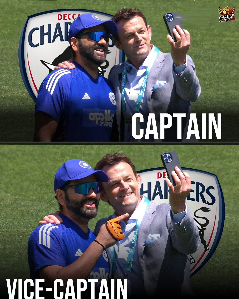 DECCAN CHARGERS REUNION 💙
Captain &amp; Vice-Captain — Adam Gilchrist 🤝 Rohit Sharma
Meeting again after years during IND vs AUS ODI — nostalgia hits hard! 🏏🔥 #DCForever #INDvsAUS #RohitSharma #gilchrist #hitman #IPL