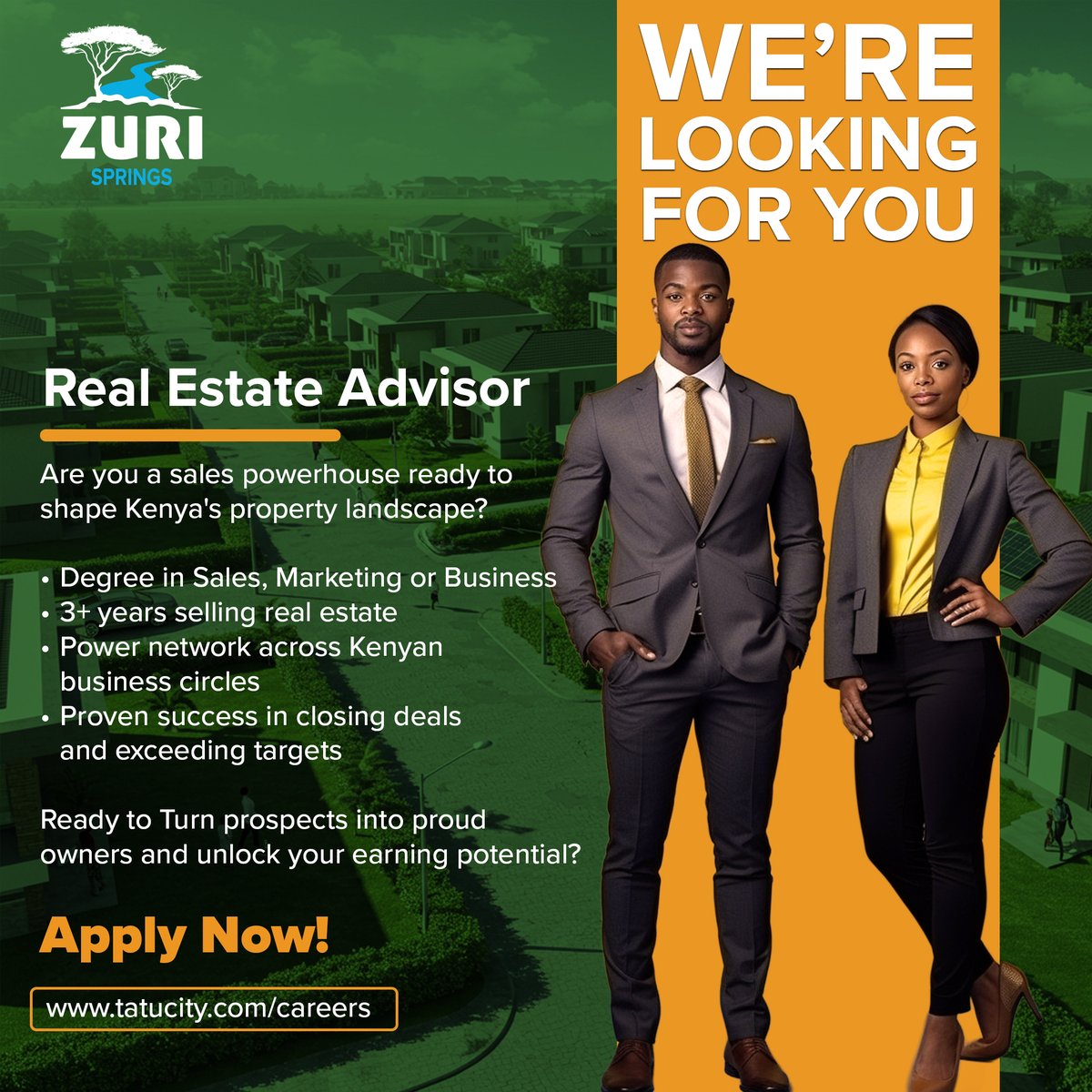 We’re shaping Kenya’s next great residential destination, and we’re looking for passionate Real Estate Advisors to grow with us.
 
If you thrive on closing deals, building relationships, and turning opportunity into success, this is your stage. Join a team where ambition meets