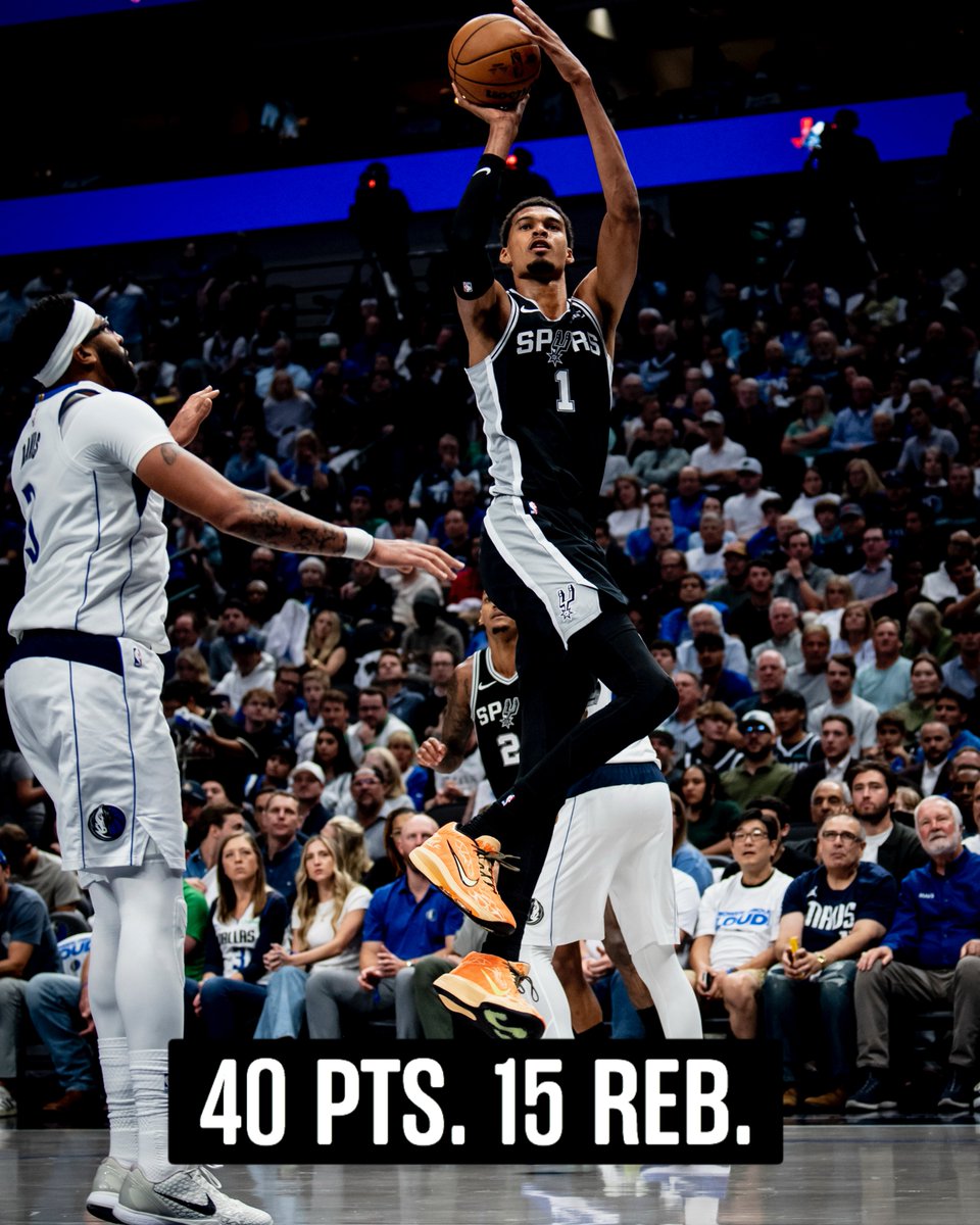 DOMINANT. 

@wemby set a new Spurs record for most points in a season opener! 