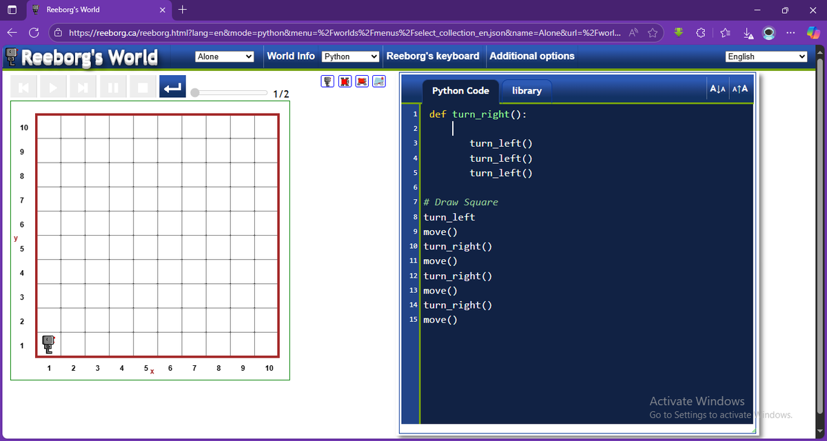 marvellousobor7's tweet image. On day 6 I played around with Reeborg's world using python functions, for and while loops.
#python100daysofcode #python #100dayscodechallenge #vscode #pythongame #day7 #100daysofcode #codingchallenge