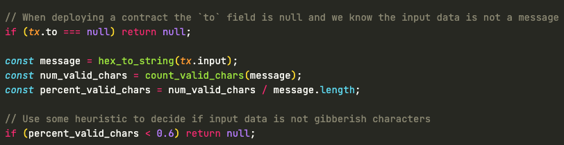 sampotter___'s tweet image. This works by looking for valid UTF-8 characters specified in the input of a given transaction.