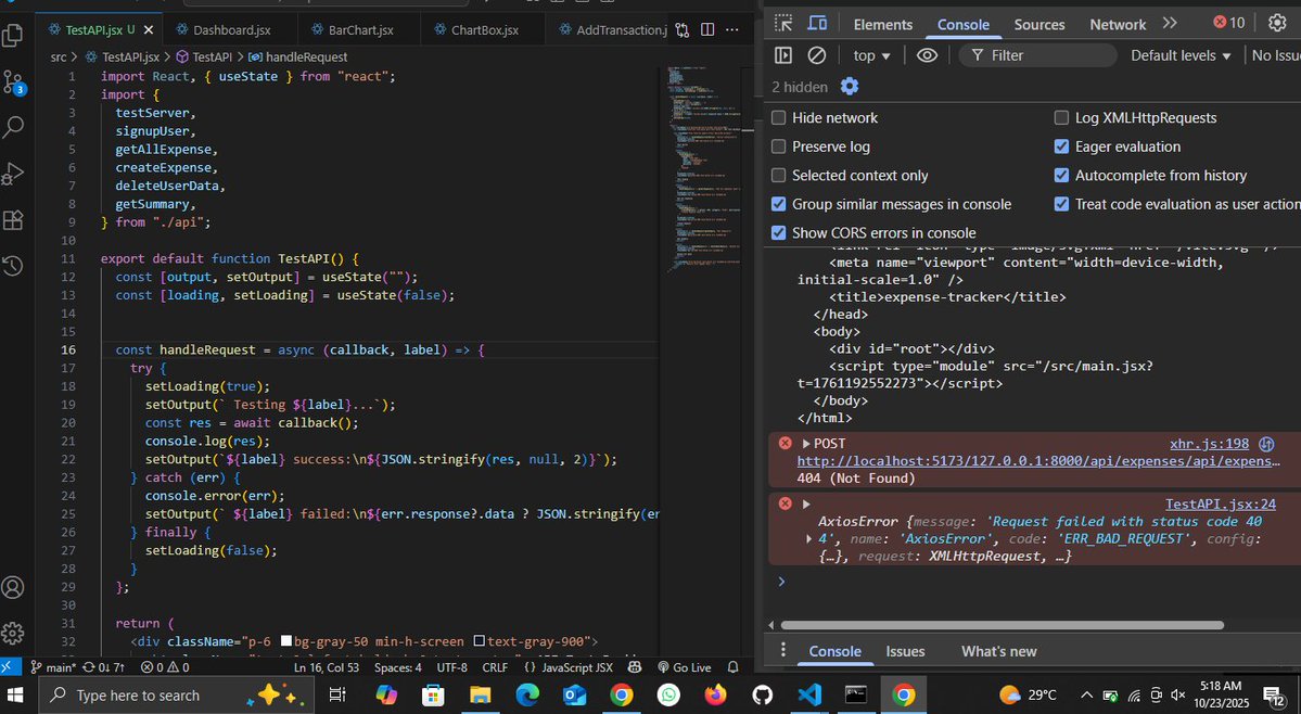 J_Tara_'s tweet image. Day 95 of #100DaysOfCode
Tried testing the API today, but the backend dev wasn’t active.
Since it hasn’t been deployed, I can only test it when the development server is running.
Once all modifications are done, it’ll be deployed.
#FrontendDev #React #Axios