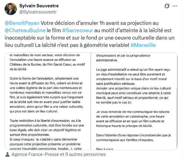 La neutralité laïque ne se pratique ni à la carte, ni à la messe électorale. Elle s’applique à tous les cultes.
De culture chrétienne, je comprends la décision de la Ville <a href="/marseille/">Ville de Marseille</a>. La #Laïcité protège toutes les croyances.
@sylvainsouvestr est maire à géométrie variable...