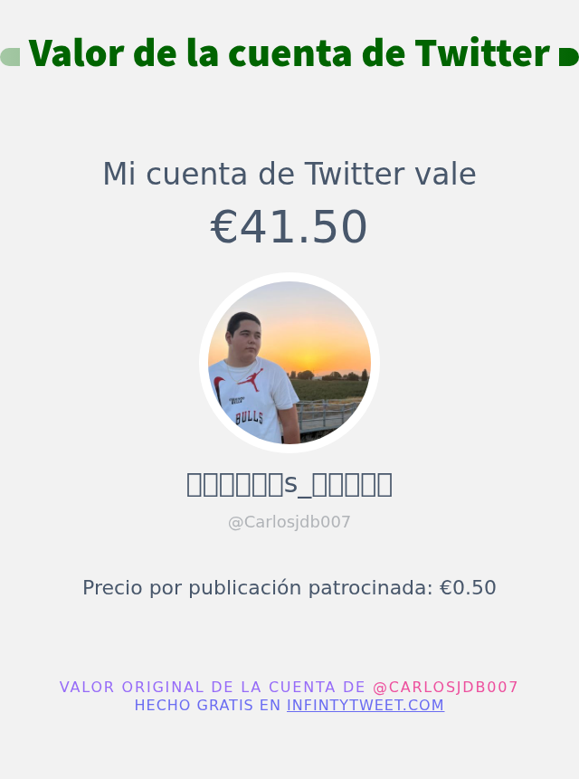 Mi valor en Twitter es de: €41.50

➡️ infintytweet.me/account-worth?…