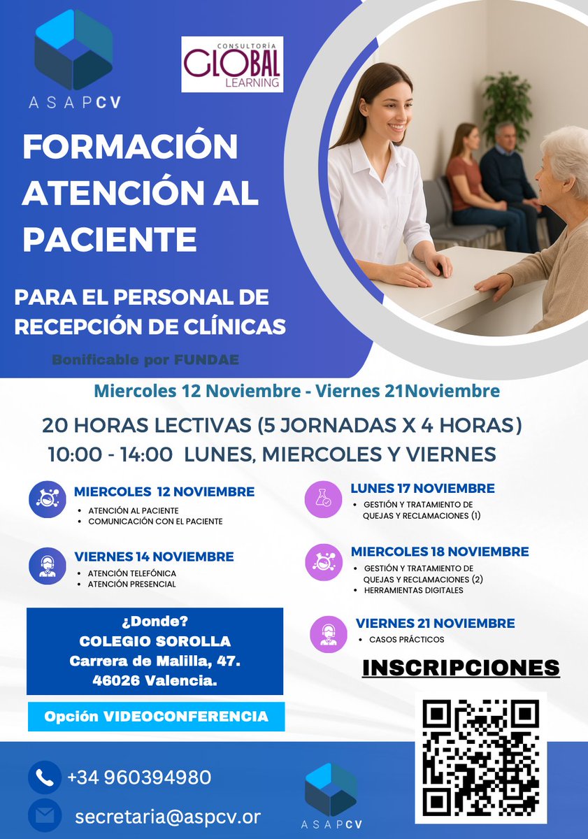 👉 Nueva formación en Atención al Paciente de ASAPCV: claves para mejorar la experiencia en clínicas privadas.