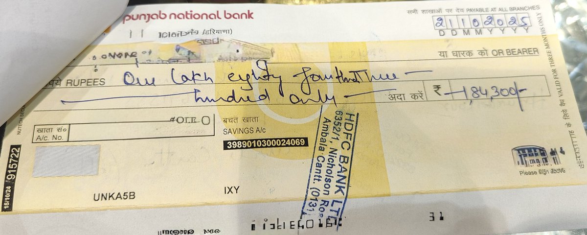 Sachin08IND's tweet image. .@HDFC_Bank Ambala Cantt, Nicholson Road Branch is getting worse day by day.

Less &amp;amp; Careless staff.
0 answerability.

Returned one cheque of PNB given by my customer on basis of alteration without even being presented to PNB..Despite of no alteration has been done.

PATHETIC.!