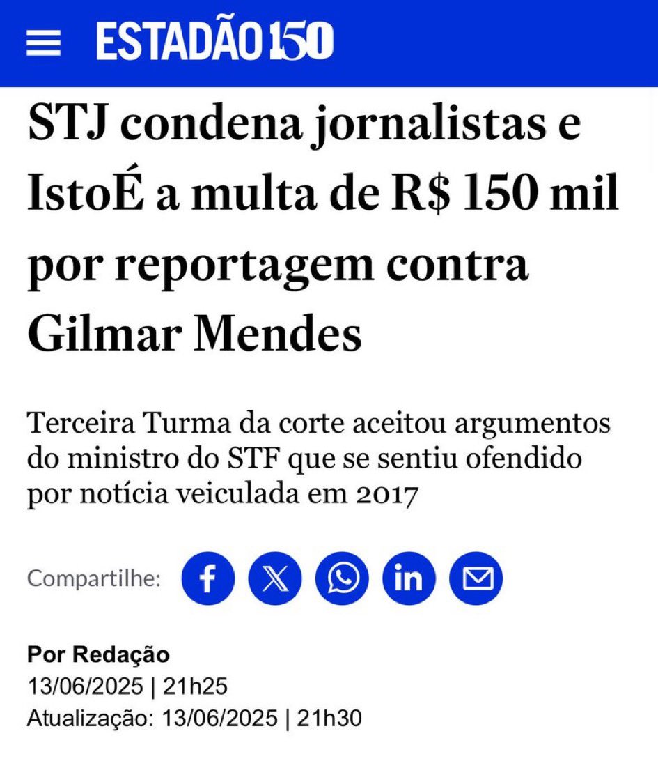 Parabéns à imprensa e a todos que assinaram a Carta da Democracia! 🤡

Brasil: Corrupção, Imposto e Censura