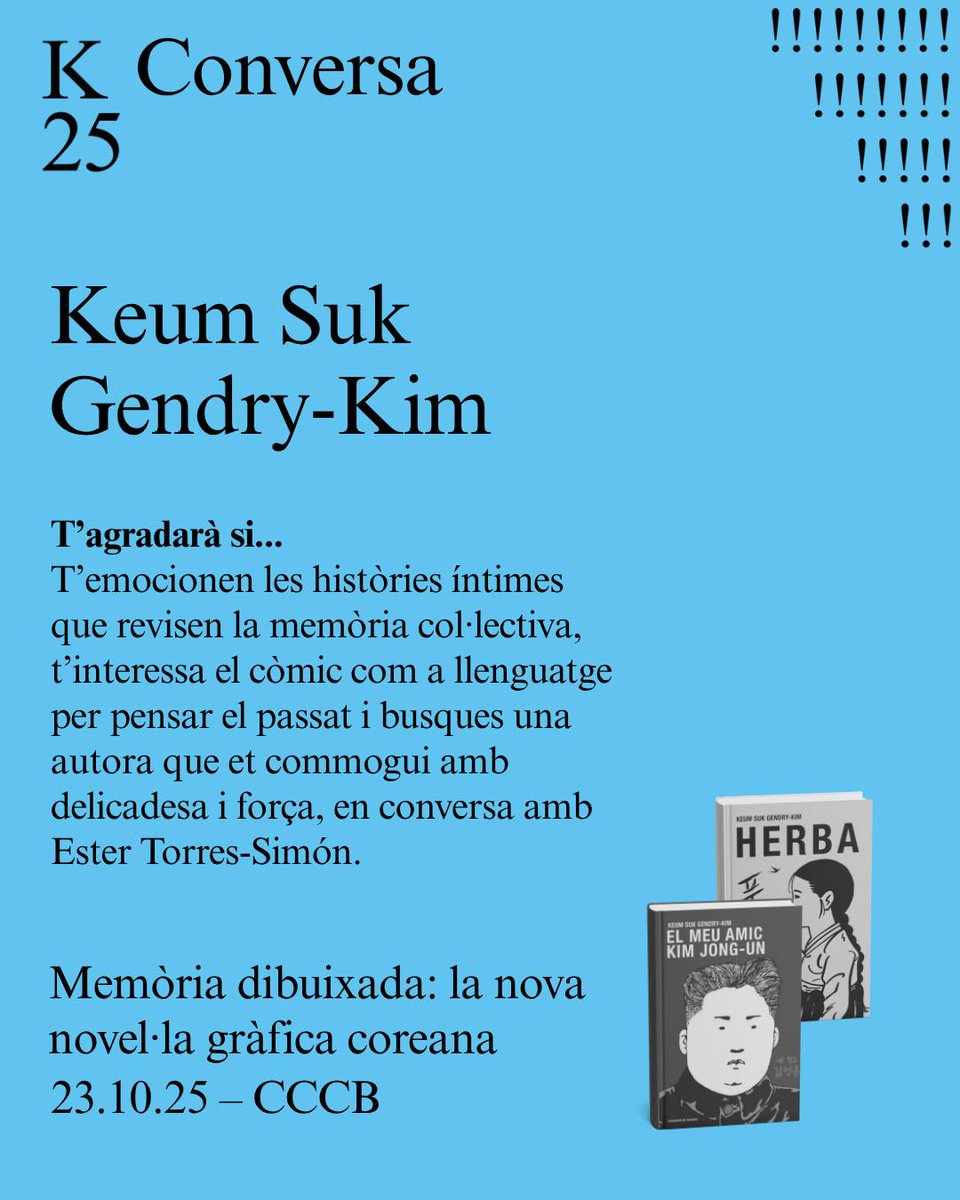 KoreaenBCN's tweet photo. Hoy en el  Kosmopolis 2025:
📅18:30h: Conversación: Memoria dibujada: la nueva novela gráfica coreana. Con Keum Seuk Gendry-Kim y Ester Torres Simon
📍Sala Teatre del CCCB
🎟️últimas plazas!
#kosmopolis #CCCB #literaturacoreana
Más información:
https://t.co/vjoQkzNA2o https://t.co/mUeriaxEEX