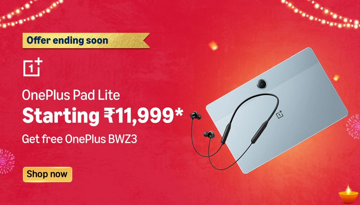 YouareatLSO's tweet image. 📱 OnePlus Pad Lite
⚡ Starting ₹ 11,999*
+ Get free OnePlus BWZ3
- 10% Instant Discount# on Credit Card & EASYEMI on Cards
- #HDFC Bank | Festive Treats | T&C Apply*
👉🏻 amzn.to/3JcRbmc
#onepluspadlite #learningsmiley #ad #dealsonlearningsmiley