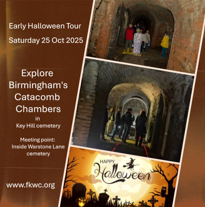 Last chance to book Sat 25 Oct at 11.40am. 
Explore the depths of Key Hill Catacombs  a unique  experience.  Meeting Point: inside Warstone Lane Cemetery, Vyse St, B'ham at 11.40am.  Revenue 4 Grave Restoration
#halfterm #Halloween 
eventbrite.co.uk/e/in-the-shado…