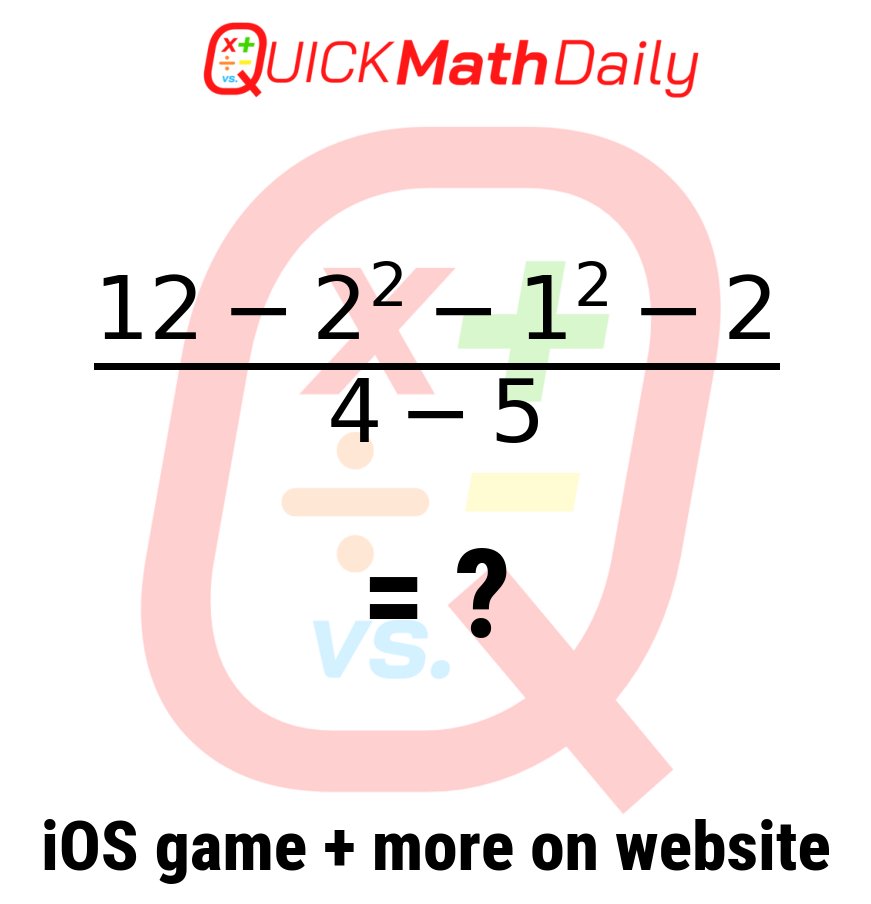 QuickMathDaily's tweet image. 🔍 Can You Outsmart This Math Problem? 🧠
Prove It By Commenting Below!👇
See more on QuickMathDaily.com 👀 ✅