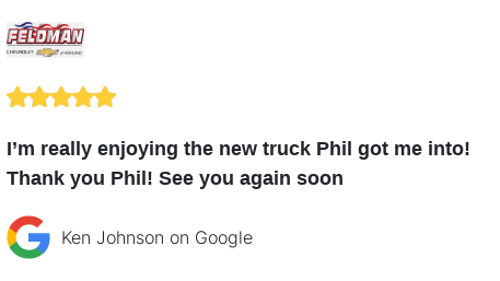 We just received a great review on Google. Thank you Ken Johnson!