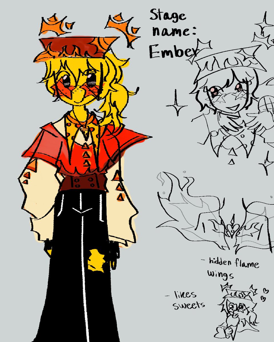 dailycodecrust's tweet image. Pizzaburger idol au is back with Elliot’s role being a solo idol 
And seven being a fanboy 
Here’s Elliot’s design in this au