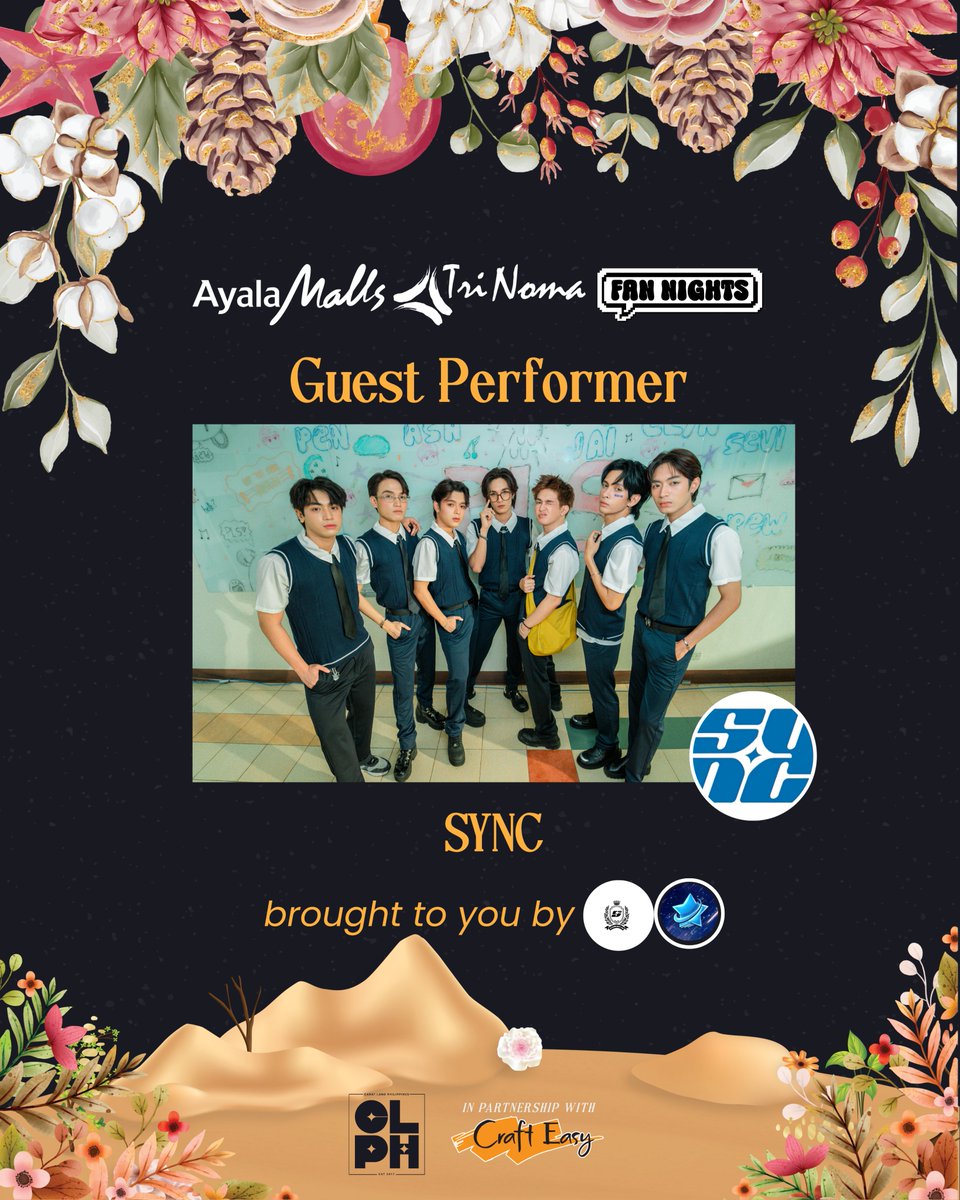 CaratLandPH's tweet photo. Get ready, Carats! 🎤 

SY•NC is set to light up Carats in Full Bloom with an unforgettable performance of their own hit "Balang Araw" and "PLS" plus your favorite SEVENTEEN classics! It’s going to be such a fun and memorable time, so come join us on October 25-26 at Ayala Malls TriNoma and share the love for our favorite group together! 🌸

#InFullBloom
#iLoveTriNoma
