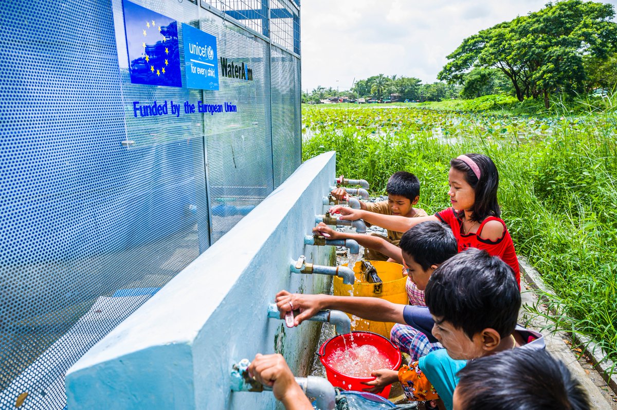 UNICEFMyanmar's tweet photo. Clean water is life. 💙

With support from @eu_echo, we're ensuring children in Myanmar have access to safe drinking water every day. Because no child should have to worry about their next sip being safe.

Clean water #ForEveryChild. https://t.co/iHUfAhPdIk