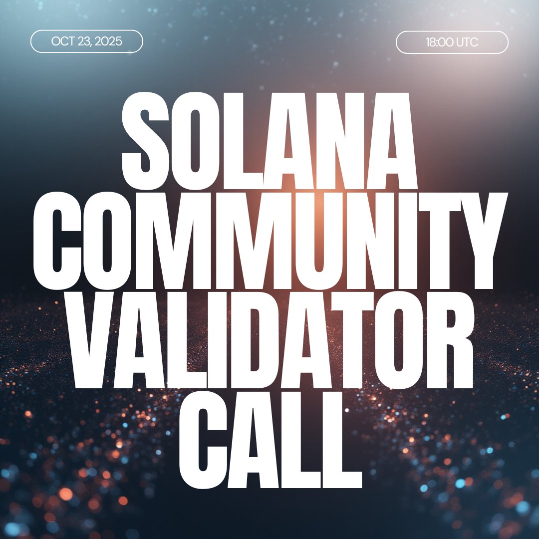 Hey, <a href="/solana/">Solana</a> validators 👋

It’s time for the monthly Community-Led Validator Call!
Open to all. 

Join in to catch up on what’s happening behind the blocks.

Agenda: hackmd.io/@KFEZk8oMTz6vB…