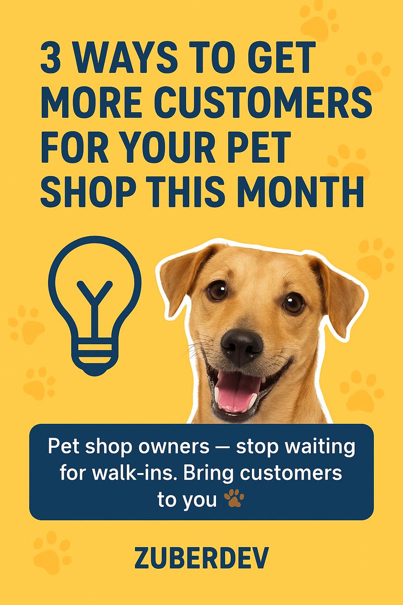 zuberdev's tweet image. 📢 Help Your Pet Shop Grow This Month! 🐾 Running a pet shop in California? Stop waiting for walk-ins — bring customers to you! 🚀 Here are 3 simple ways to attract more pet lovers: ✅ Offer special deals ✅ Share customer stories ✅ Run fun giveaways Consistency + creativity
