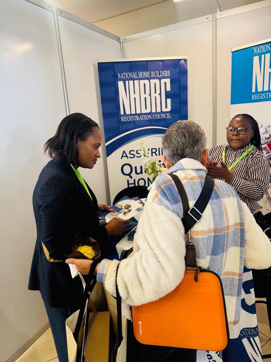NHBRC's tweet image. The NHBRC Acting Chief Executive Officer Tamlyn Bouwer, Ntombi Mtshali, Gauteng Provincial Manager and Millicent Kabwe, Executive CEMD for Business Services, at the 3rd Annual CSOS Indaba 2025 held at The Canvas, Riversands, Johannesburg.