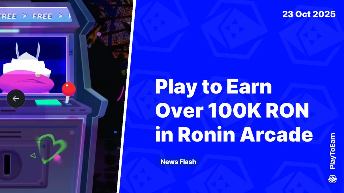 Play to Earn Over 100K RON in Ronin Arcade 🕹️

Ronin Arcade is a new multi-game event by Sky Mavis starting Oct 23, offering over 100,000 RON in total rewards. Players earn points by completing quests in games like Axie Infinity and Pixels

Read more 🧵
