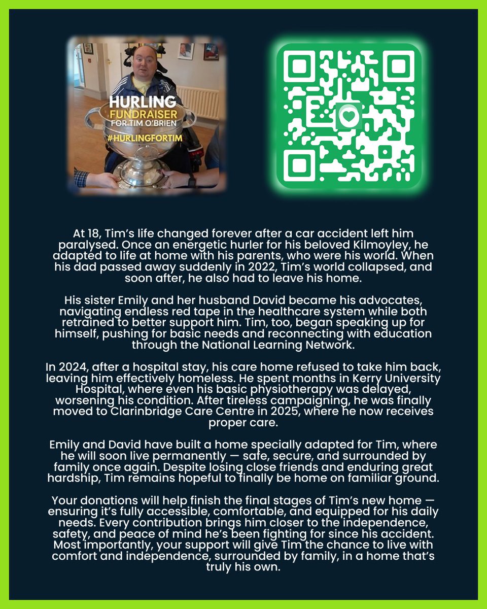 clubber's tweet image. The Hurling Fundraiser for Tim O'Brien is this Saturday and it will be broadcast live on #ClubberTV

Meyler's Legends 🆚 Dalo's Stars, 3pm

Show your support on Saturday in @KilmoyleyHC or by tuning in to Clubber TV, or donate using the QR code.

#HurlingForTim | @HurlingforTim