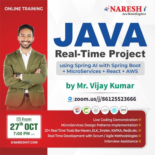 SaiThanai1114's tweet image. Master Java Real-Time Development!
👉Register Now: tinyurl.com/hpdx87md
Includes: Scrum/Agile Methodologies + Interview Assistance
📅Starts From: 27th October | 🕖 7:00 PM (IST)
🔗Zoom Link : zoom.us/j/86125523666
#JavaTraining #SpringBoot #Microservices #ReactJS #NareshIT