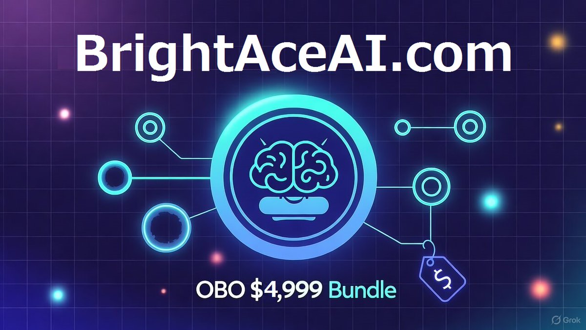 TechDomainHub's tweet photo. Grok5's AGI odds >10% – AI revolution incoming!🔥 Elon predicted it: Web3 agents reshaping the world. Supercharge your DAO with BrightAceAI. com – ace-grade AI domain for $4,999 OBO!🚀 What'll you build?

Afternic: https://t.co/i7SBvIxmEL
#Grok5 #AGI #AI #Web3 #DomainForSale @xAI https://t.co/TwoPQIT6NT