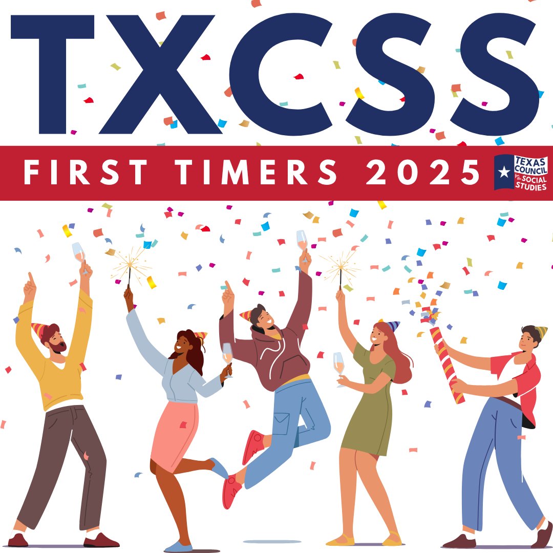 TxSocialStudies's tweet image. Are you a first timer attending #TXCSS2025 ? Join us at 7:30 AM on Friday, October 31, in Frisco 1 &amp;amp; 2. Get to know other first timers attending, get introduced to TXCSS. Looking forward to meeting each and every one of you!