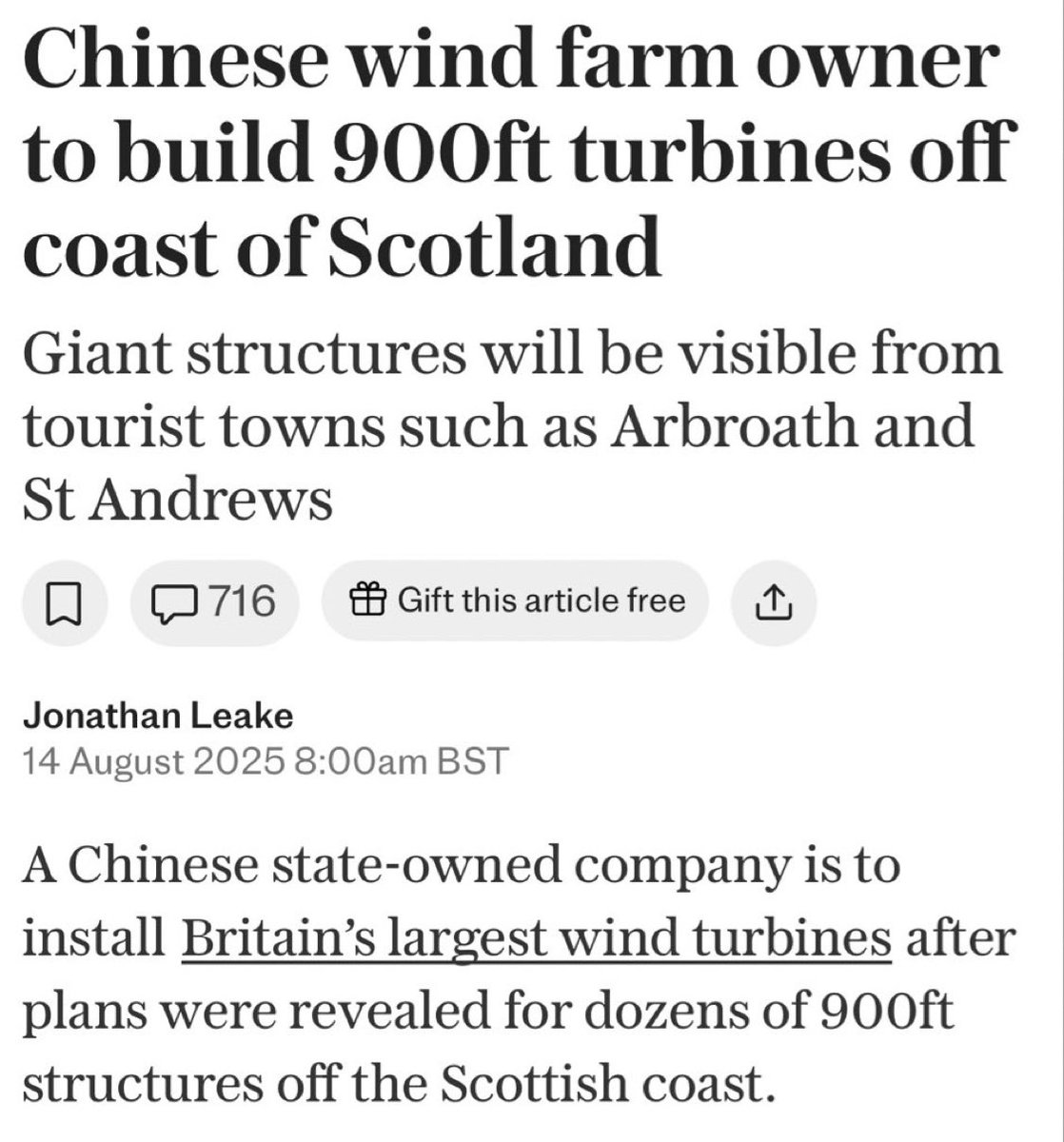 This is my home coastline around St Andrews, Fife. The fishing industry and coastal wildlife risk being decimated because of hundreds of Chinese owned wind turbines (3 times bigger than Big Ben) plastered in the sea - it will also destroy the iconic coastal views. Shameful.