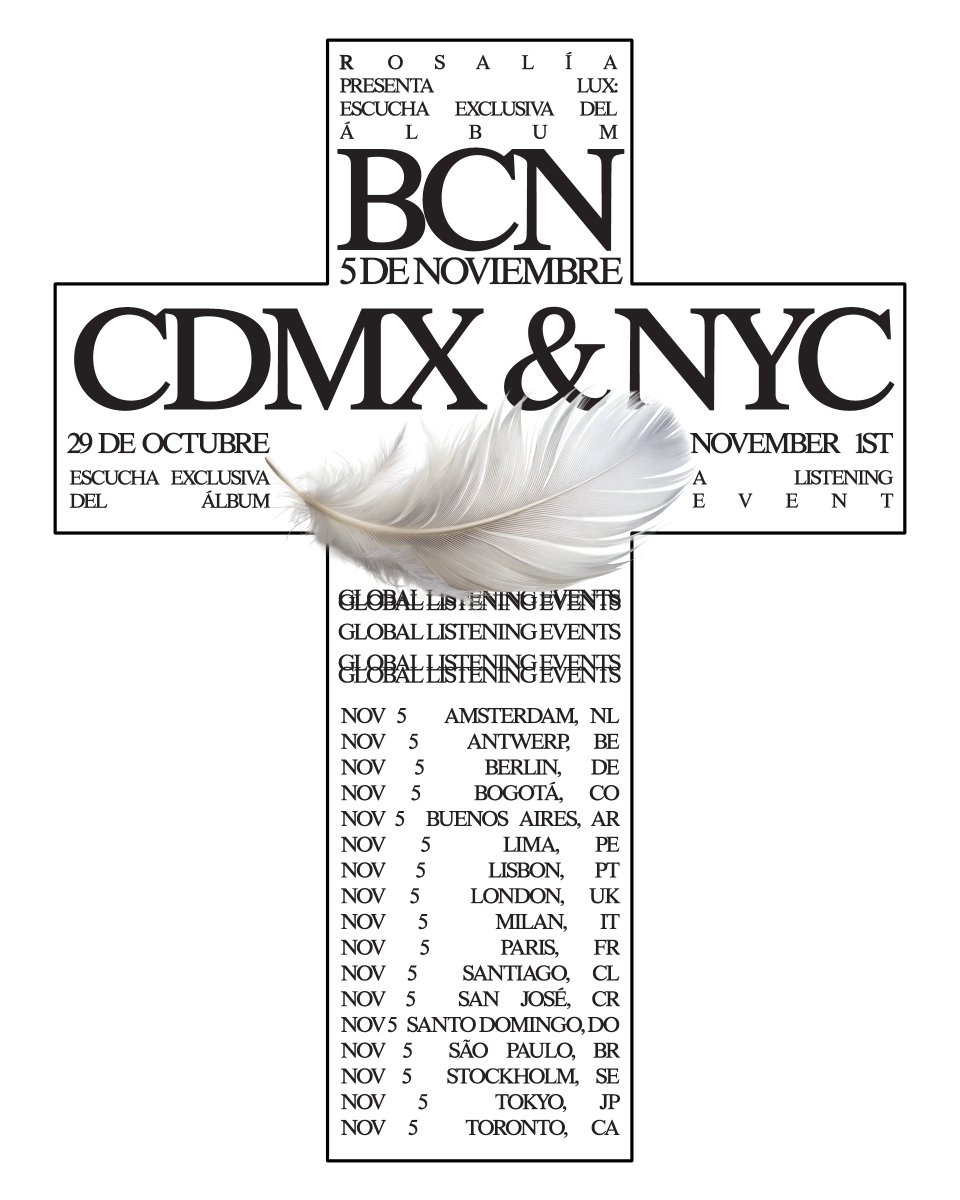 🪽Ingresa aquí para tener la oportunidad de asistir a una escucha exclusiva de LUX en Barcelona.

🔗forms.sonymusicfans.com/campaign/rosal…