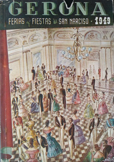 Avui tenim tancat per festa local.
Demà i divendres obrim en l'horari habitual. 
📷Idealització d'una reunió social. Programa de fires de Sant Narcís de 1949 #fonsAHG Govern Civil, 2822/2